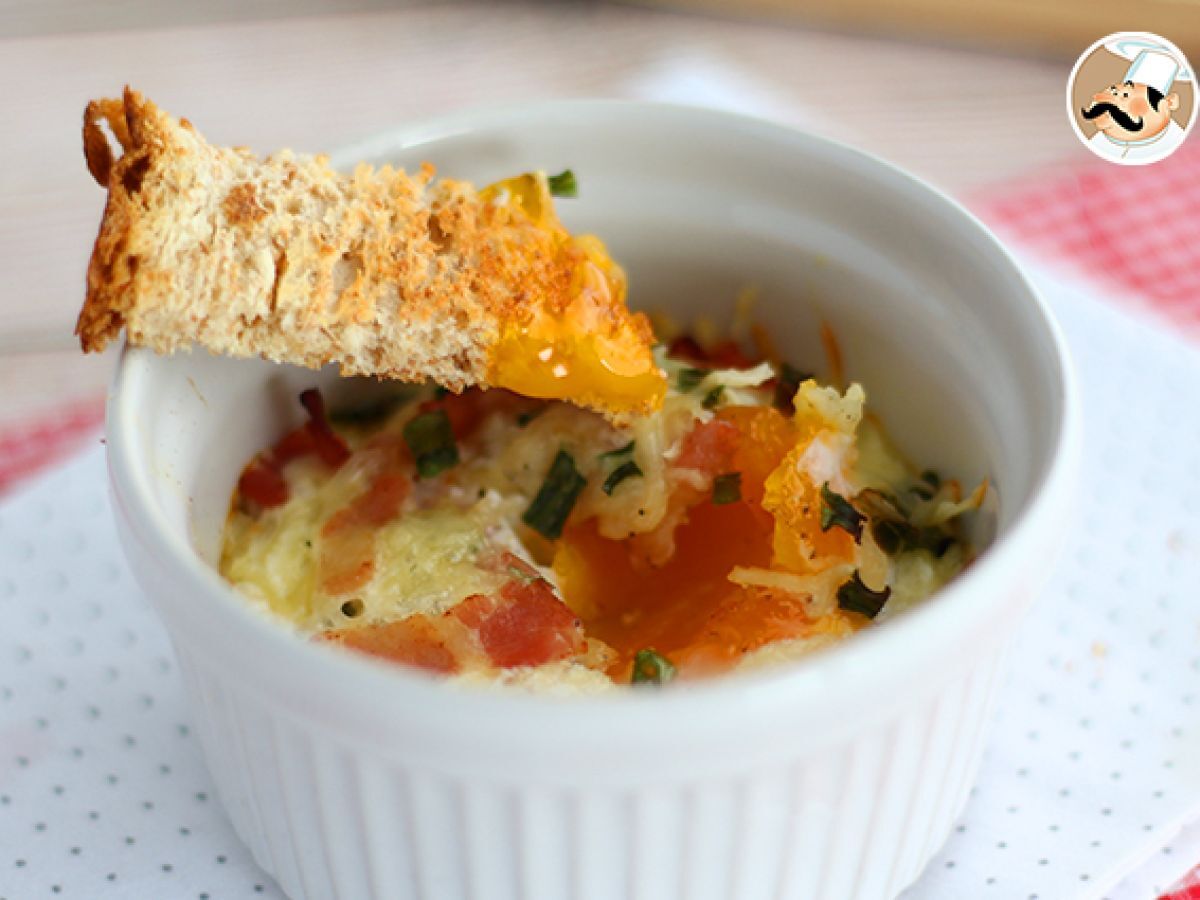 Ägg cocotte med bacon och gräslök, ett snabbt recept - foto 4