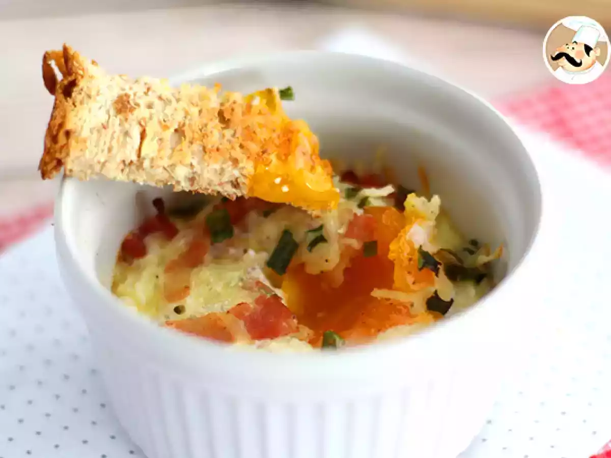 Ägg cocotte med bacon och gräslök, ett snabbt recept - foto 4