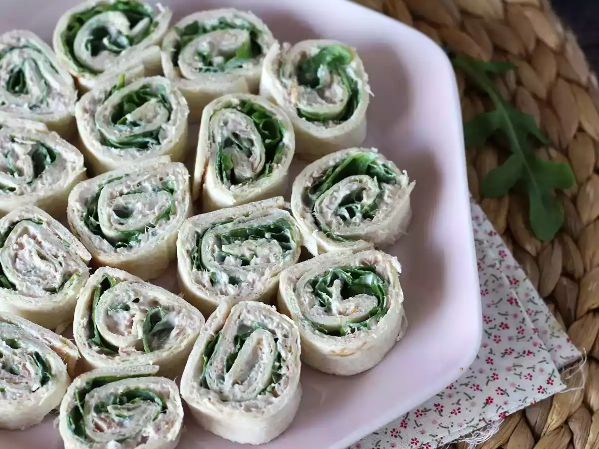 Aperitifwraps med tortillas, tonfisk och färskost