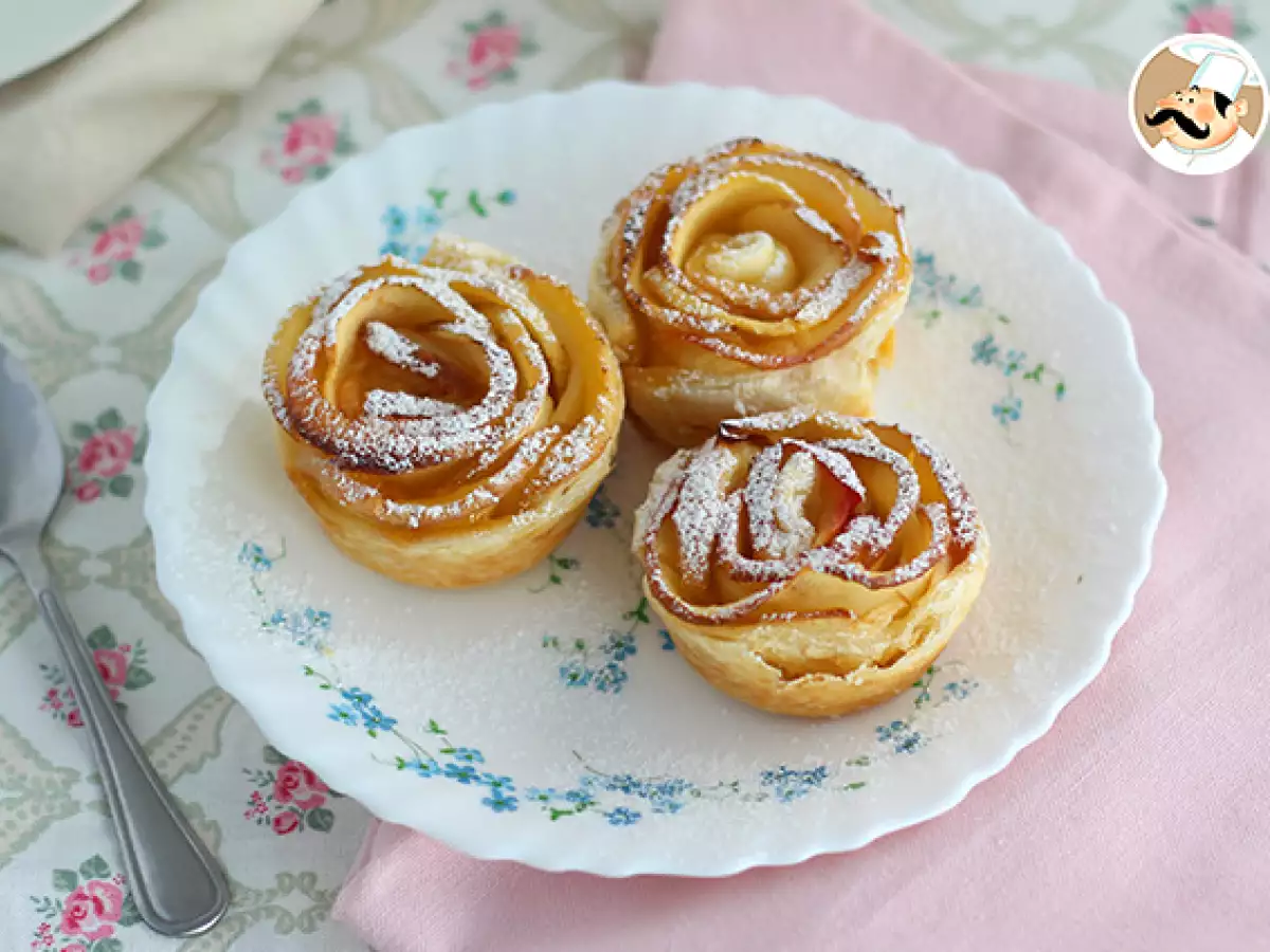 Äppelrosor i smördeg