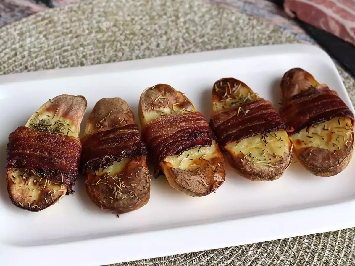 Baconlindade potatishalvor i ugn - foto 3