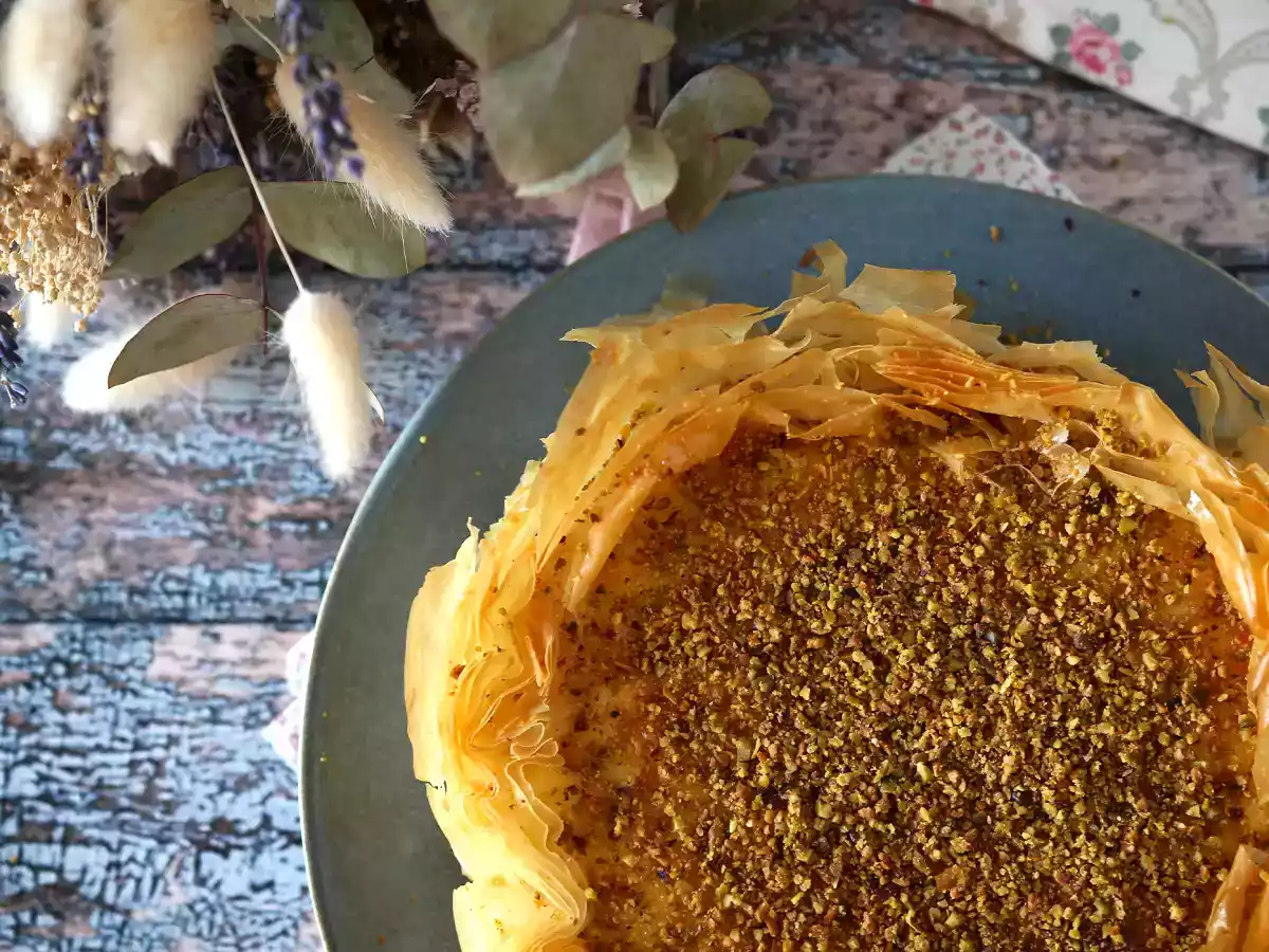 Baklava-liknande cheesecake med pistage, krispig och smältande - foto 4