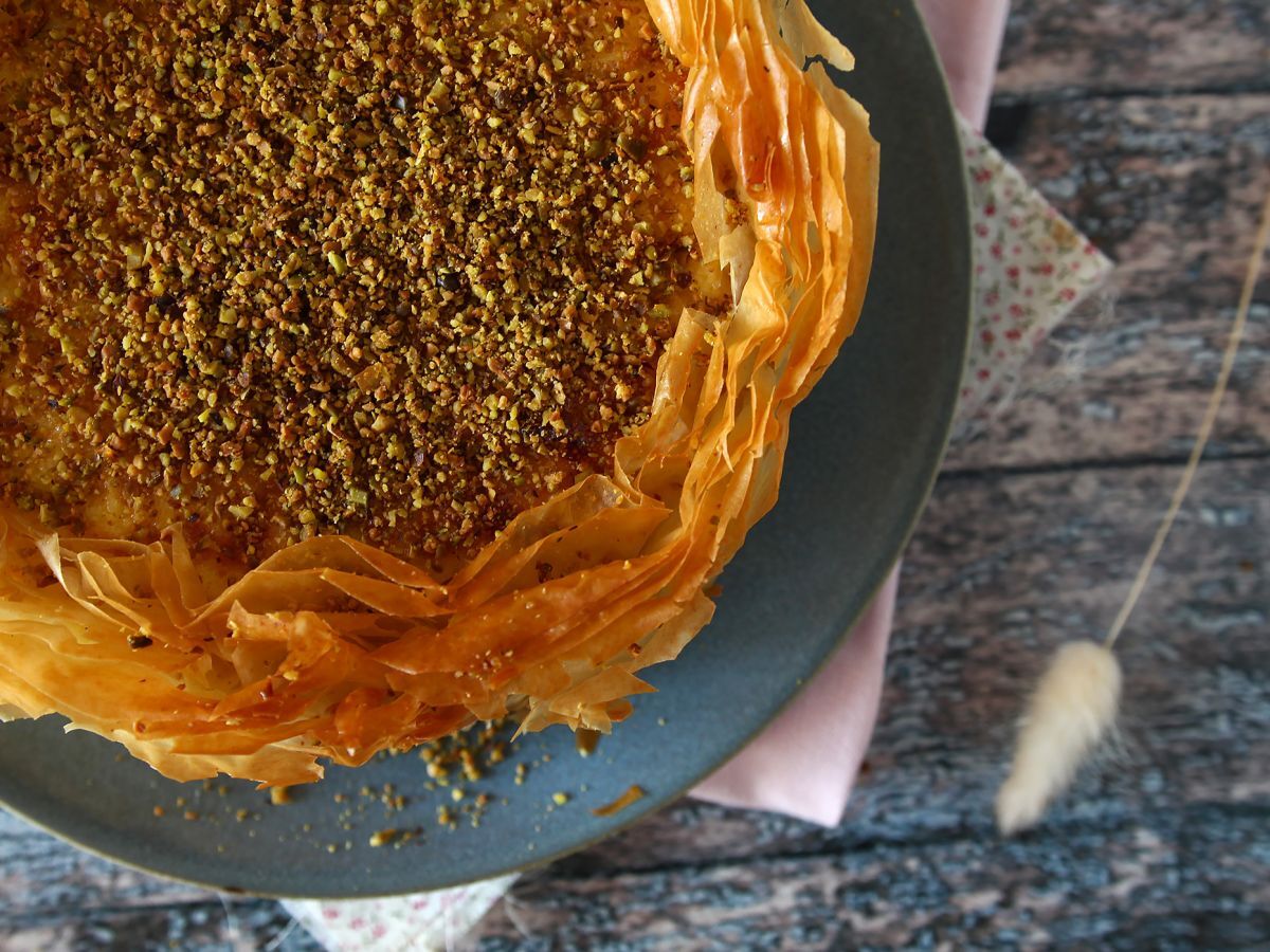 Baklava-liknande cheesecake med pistage, krispig och smältande - foto 7