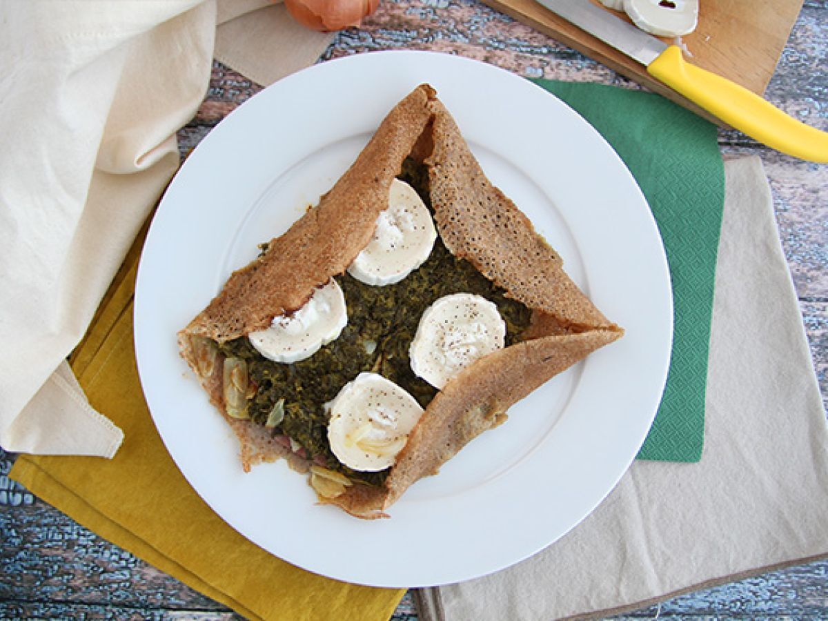 Bovetepannkaka med spenat, skinka och getost - foto 3