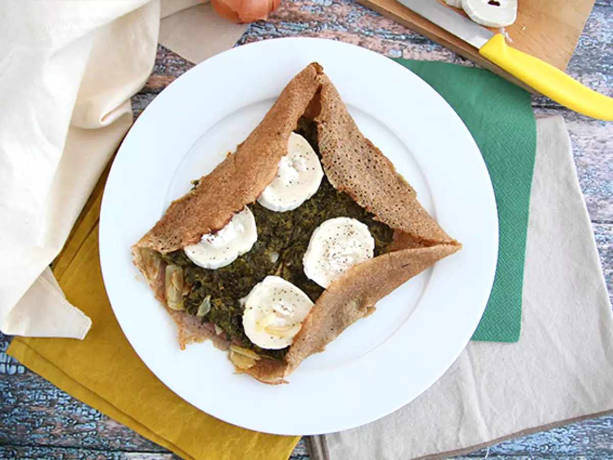 Bovetepannkaka med spenat, skinka och getost - foto 3