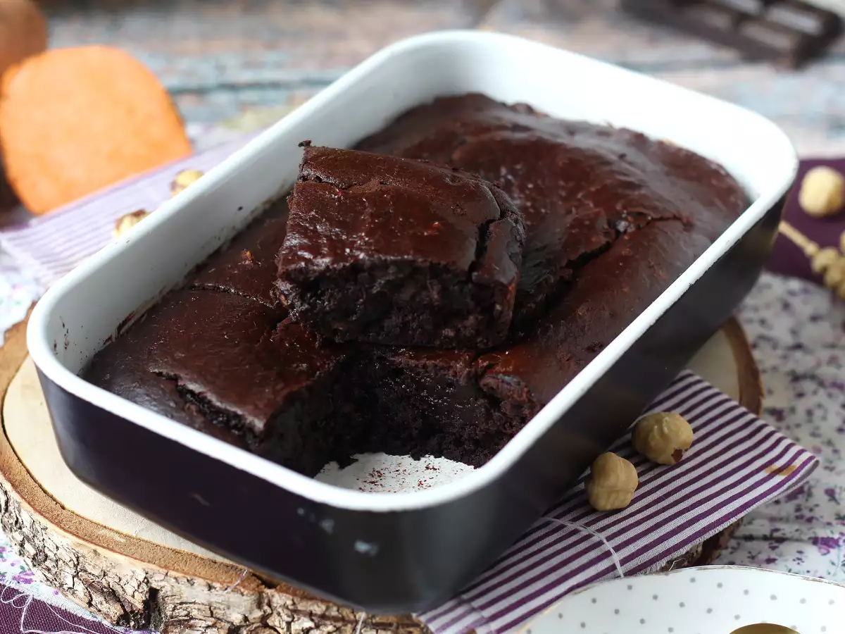 Brownie med sötpotatis utan smör eller olja