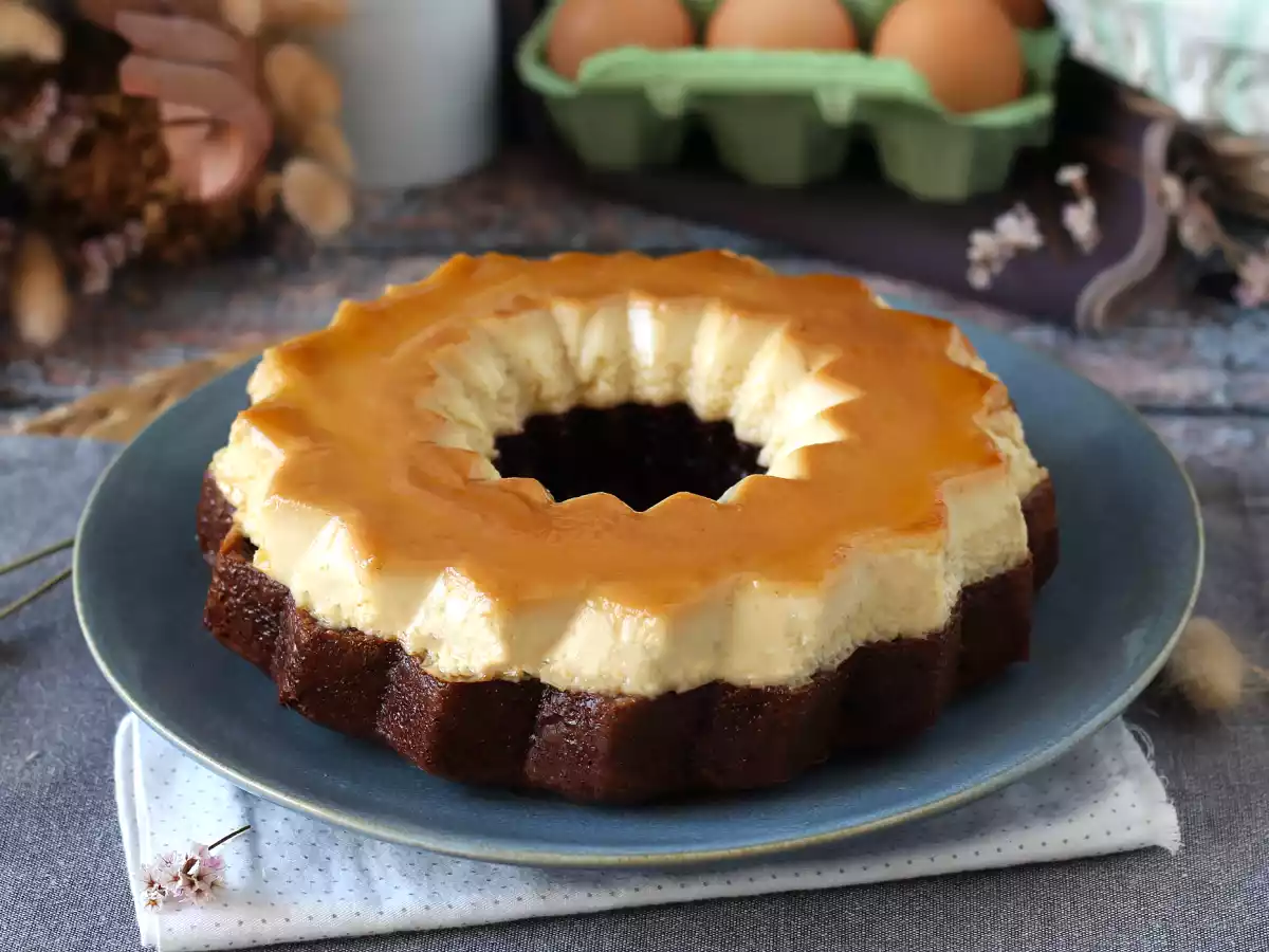 Choco flan, den perfekta kombinationen av en saftig chokladkaka och en vaniljkaramellflan - foto 2