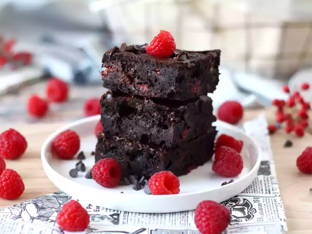 Choklad- och hallonbrownie, ren njutning!