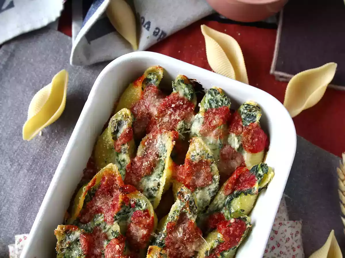 Conchiglioni fyllda med ricotta och spenat: en oemotståndlig bakad vegetarisk rätt - foto 3