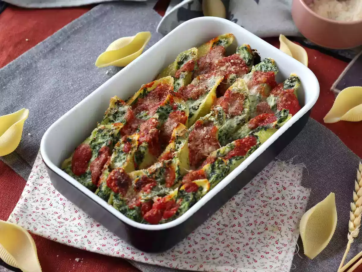 Conchiglioni fyllda med ricotta och spenat: en oemotståndlig bakad vegetarisk rätt - foto 5
