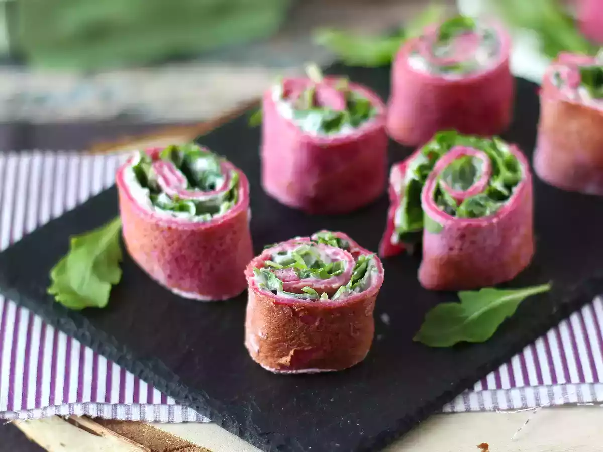 Crepesrullar med rödbetor, ricotta och ruccola - foto 4
