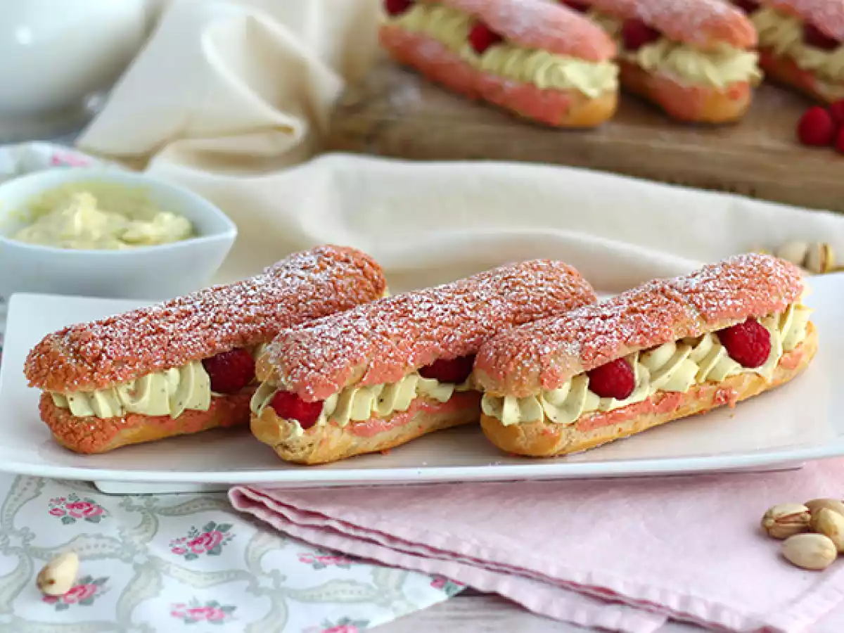 Eclairs med pistagekräm och hallon - foto 2