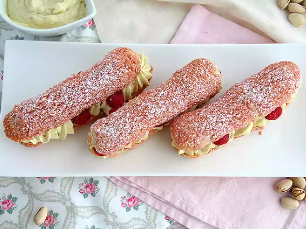 Eclairs med pistagekräm och hallon - foto 3