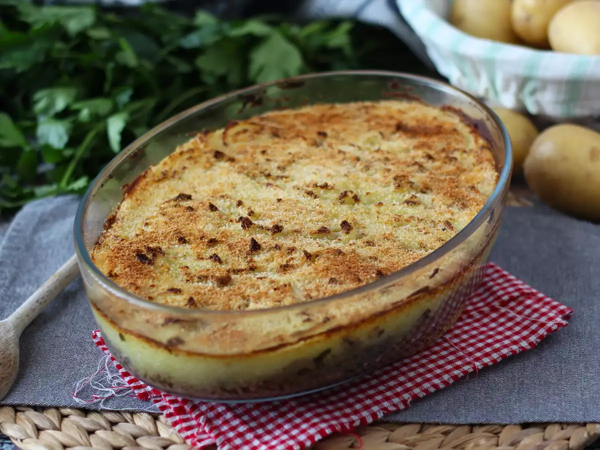 Enkel fransk köttfärsgratäng med potatismos