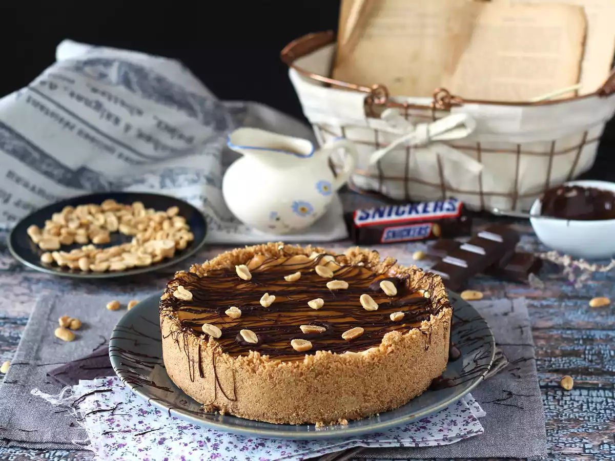 Extra god cheesecake i Snickers-stil
