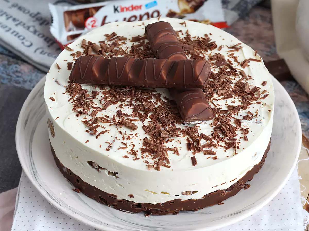 Fantastisk Kinder Bueno-cheesecake utan ugn - foto 4