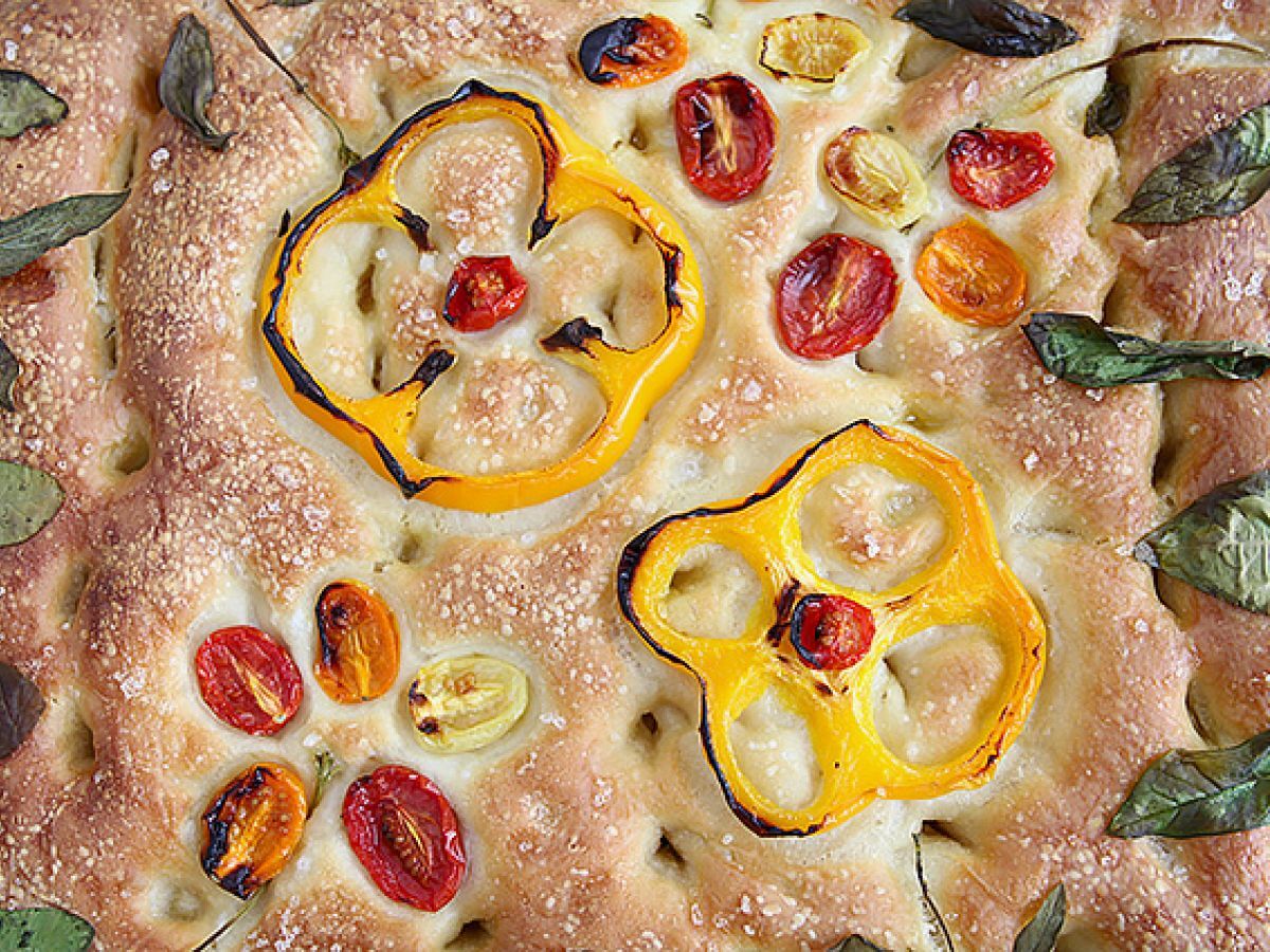 Focaccia med blommor - focaccia konst - foto 6