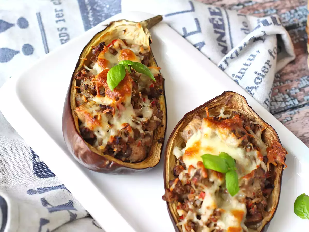 Fyllda auberginer med gratinerad mozzarella - foto 6
