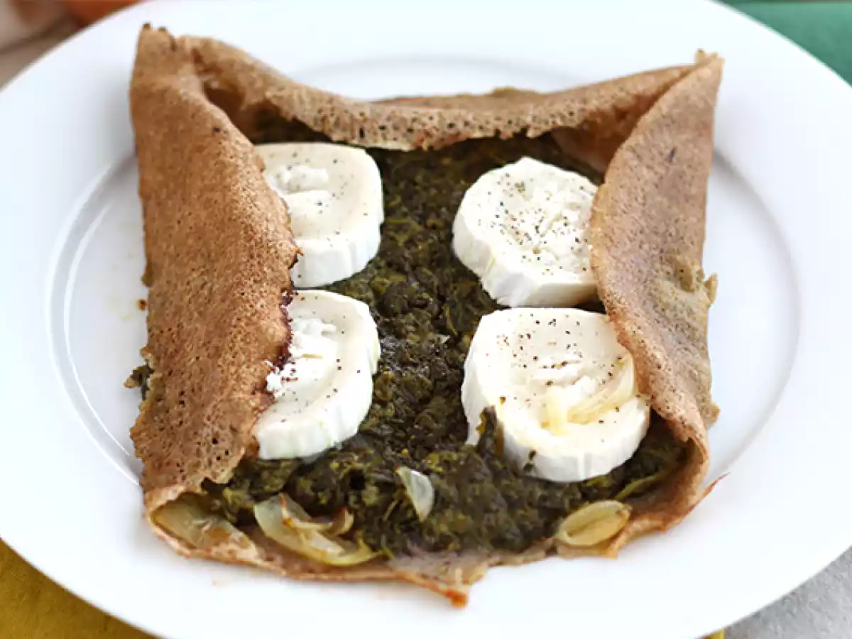 Galette med getost och spenat