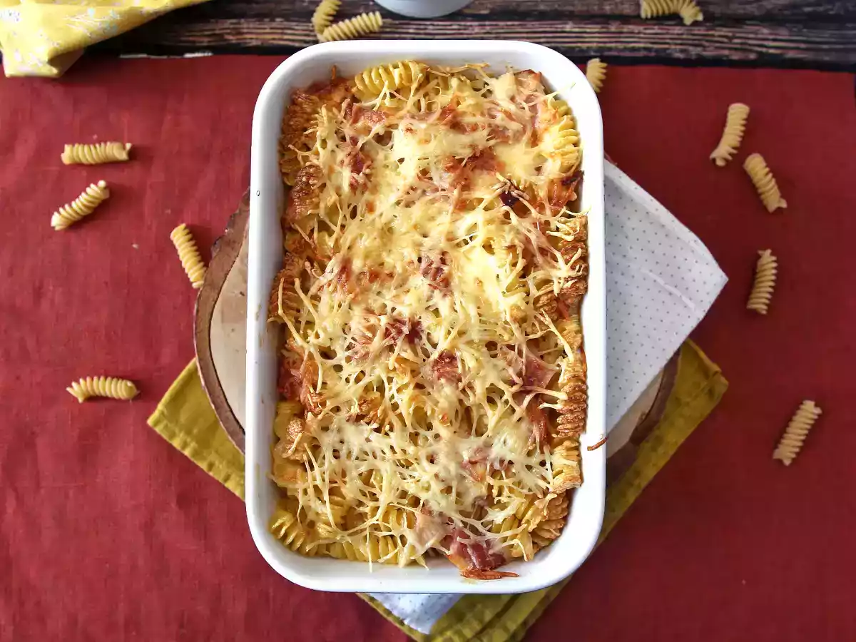Gratin av skinka och ostpasta i airfryer - foto 3