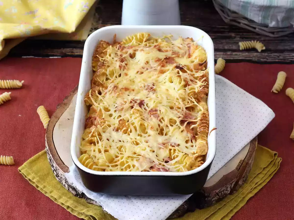 Gratin av skinka och ostpasta i airfryer - foto 4