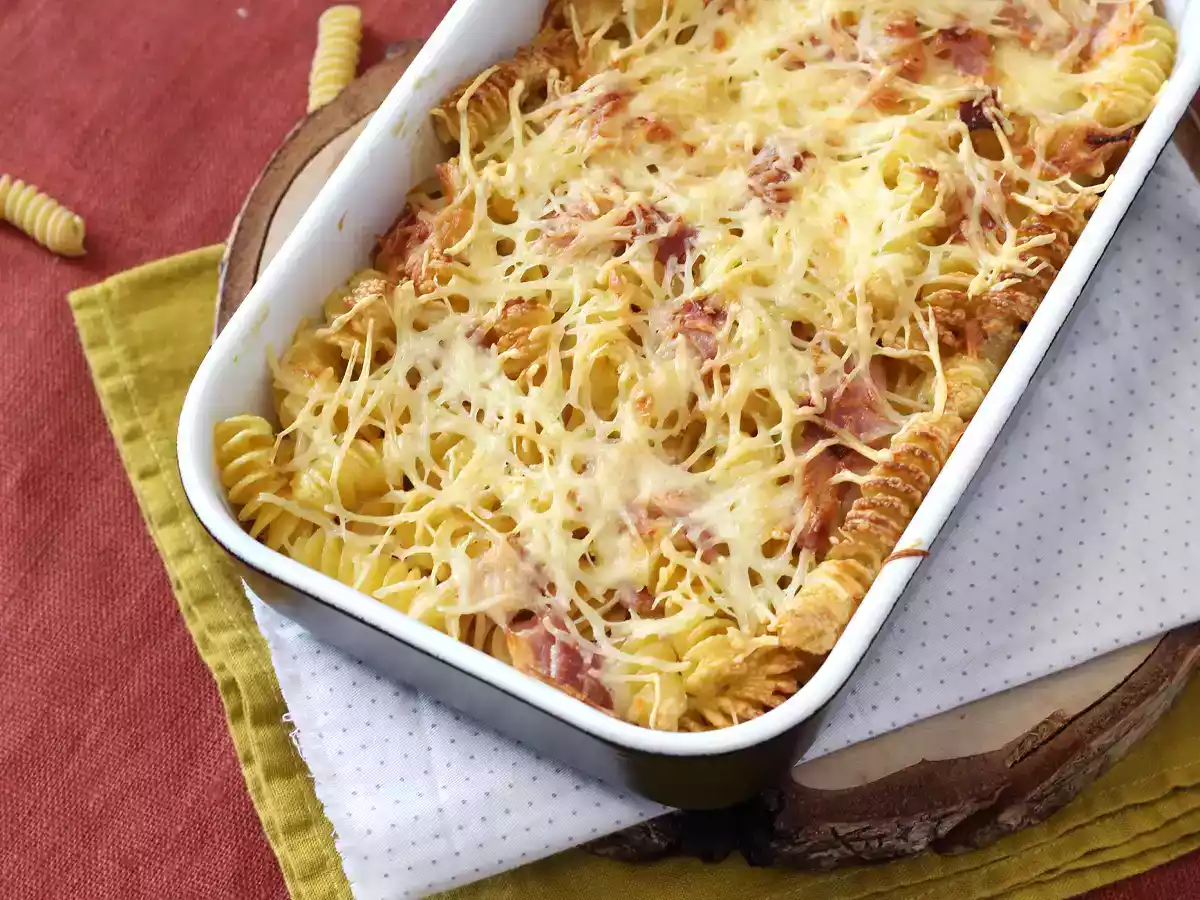 Gratin av skinka och ostpasta i airfryer - foto 5