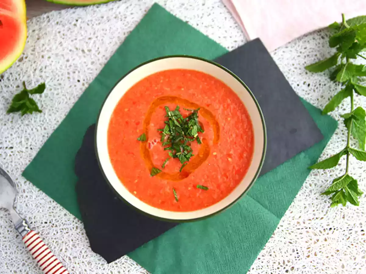 Kall vattenmelon- och tomatsoppa - foto 4
