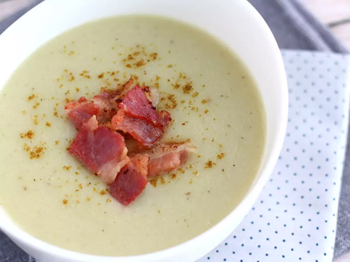 Krämig jordärtskockssoppa med potatis och bacon - foto 3