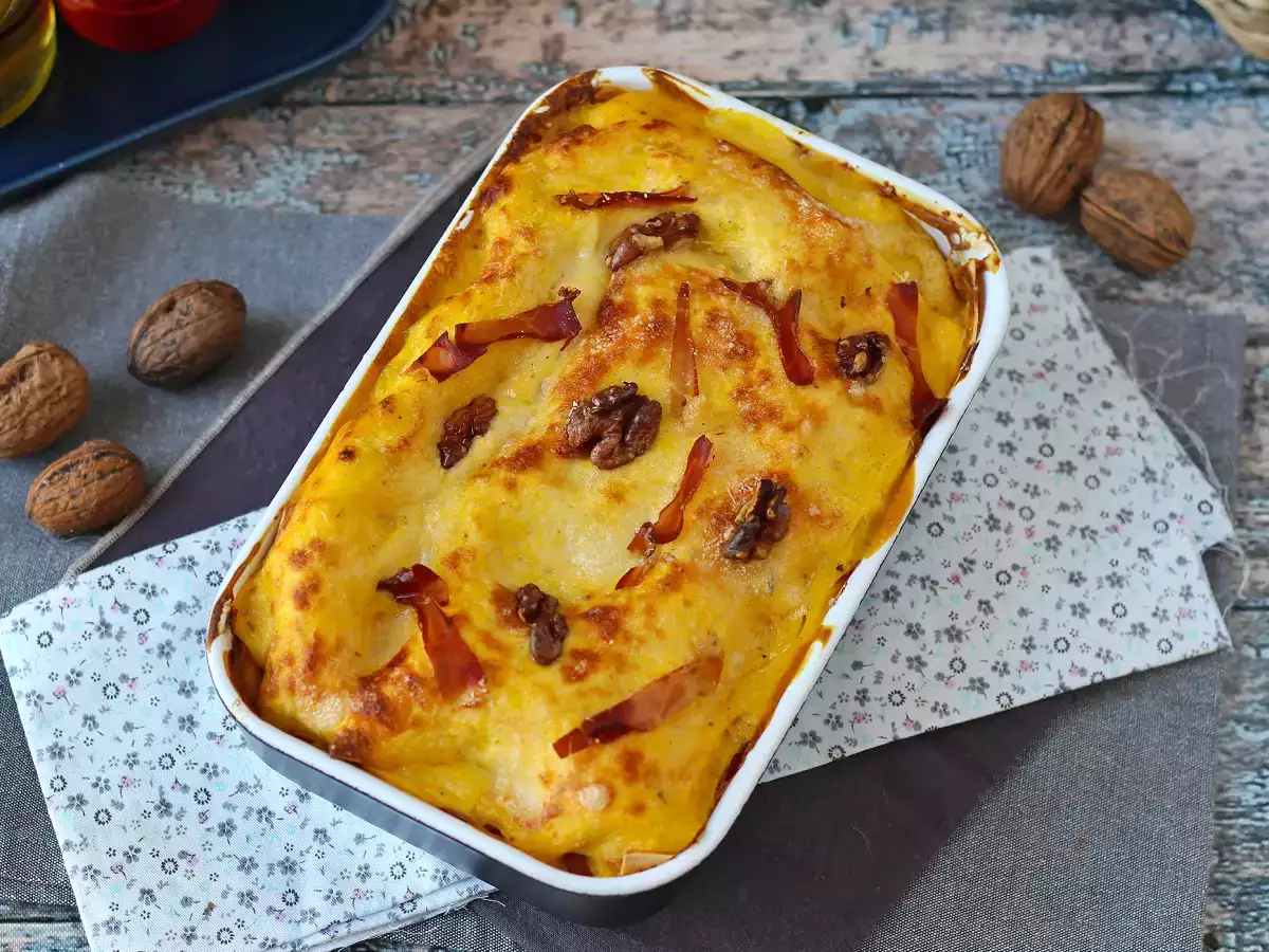 Krämig lasagne med pumpa, speck och krispiga valnötter - foto 3