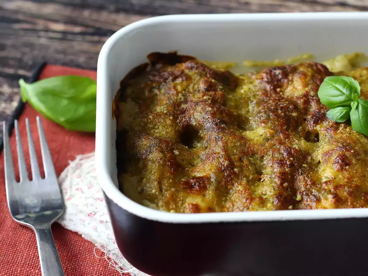 Krämiga, gratinerade cannelloni med pesto – enkelt recept - foto 4