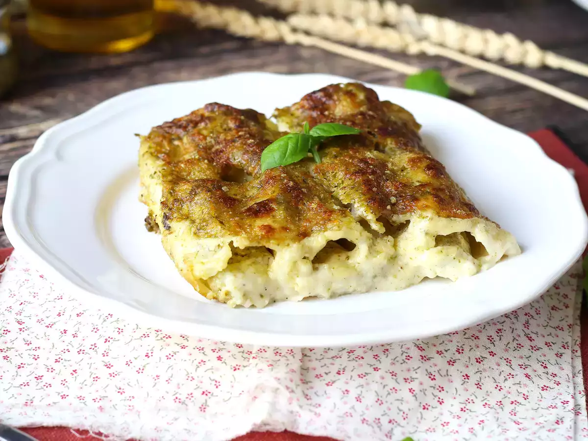 Krämiga, gratinerade cannelloni med pesto – enkelt recept - foto 5