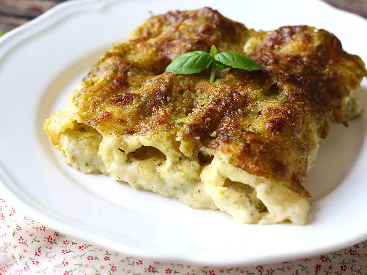Krämiga, gratinerade cannelloni med pesto – enkelt recept - foto 6
