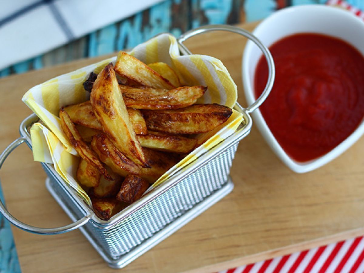 Krispiga ugnsbakade pommes frites