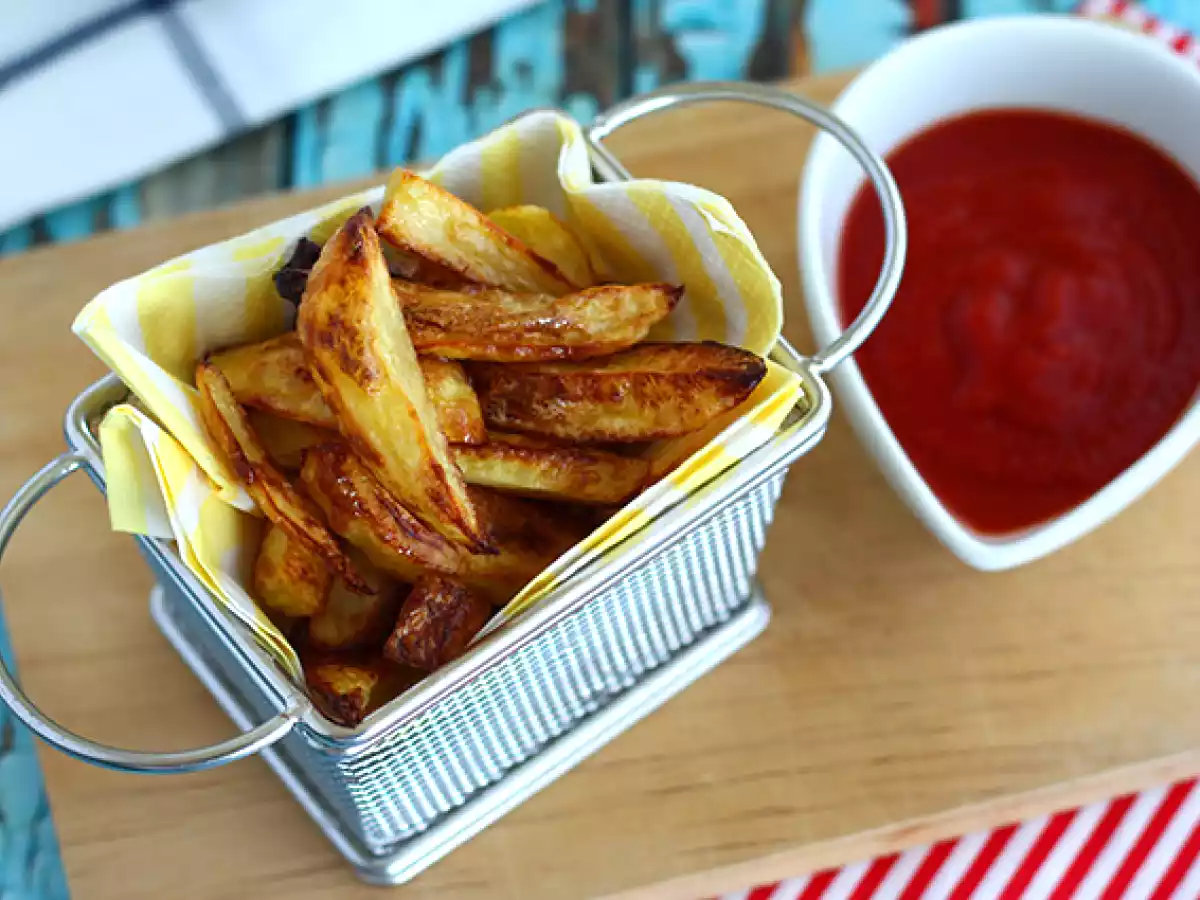 Krispiga ugnsbakade pommes frites