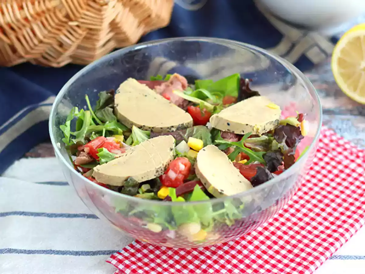 Landaise-sallad med foie gras (Périgord-sallad)