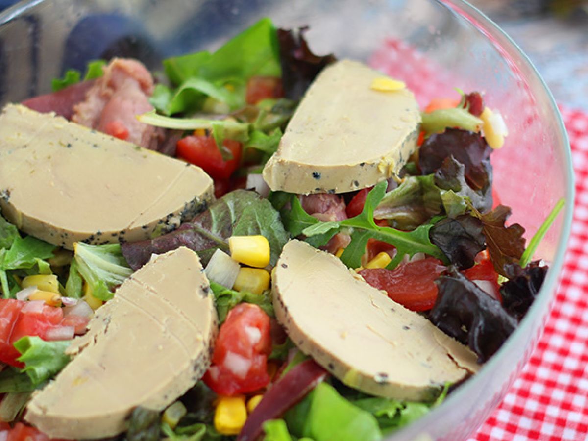 Landaise-sallad med foie gras (Périgord-sallad) - foto 2