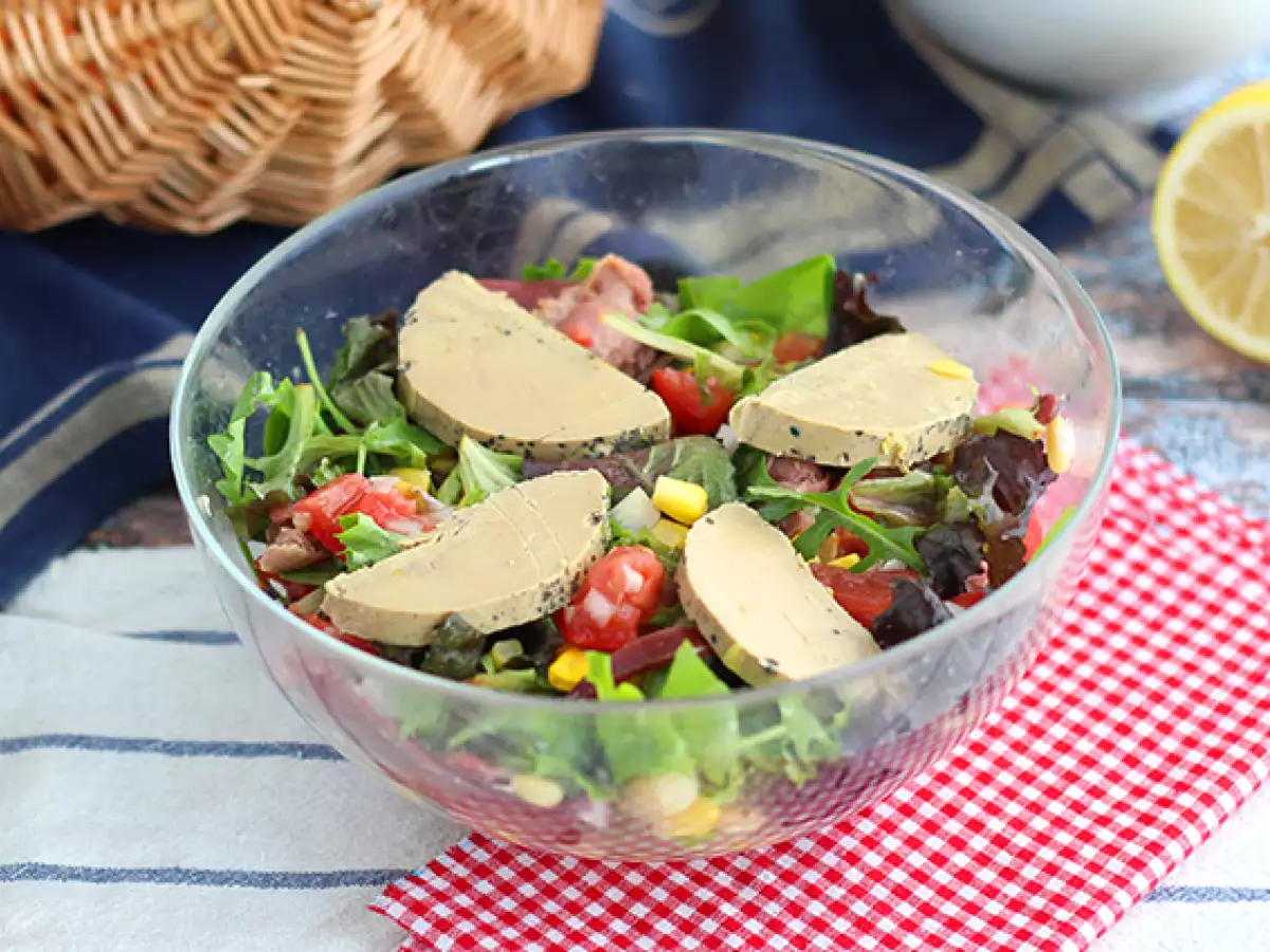 Landes-sallad med foie gras (Périgord-sallad)