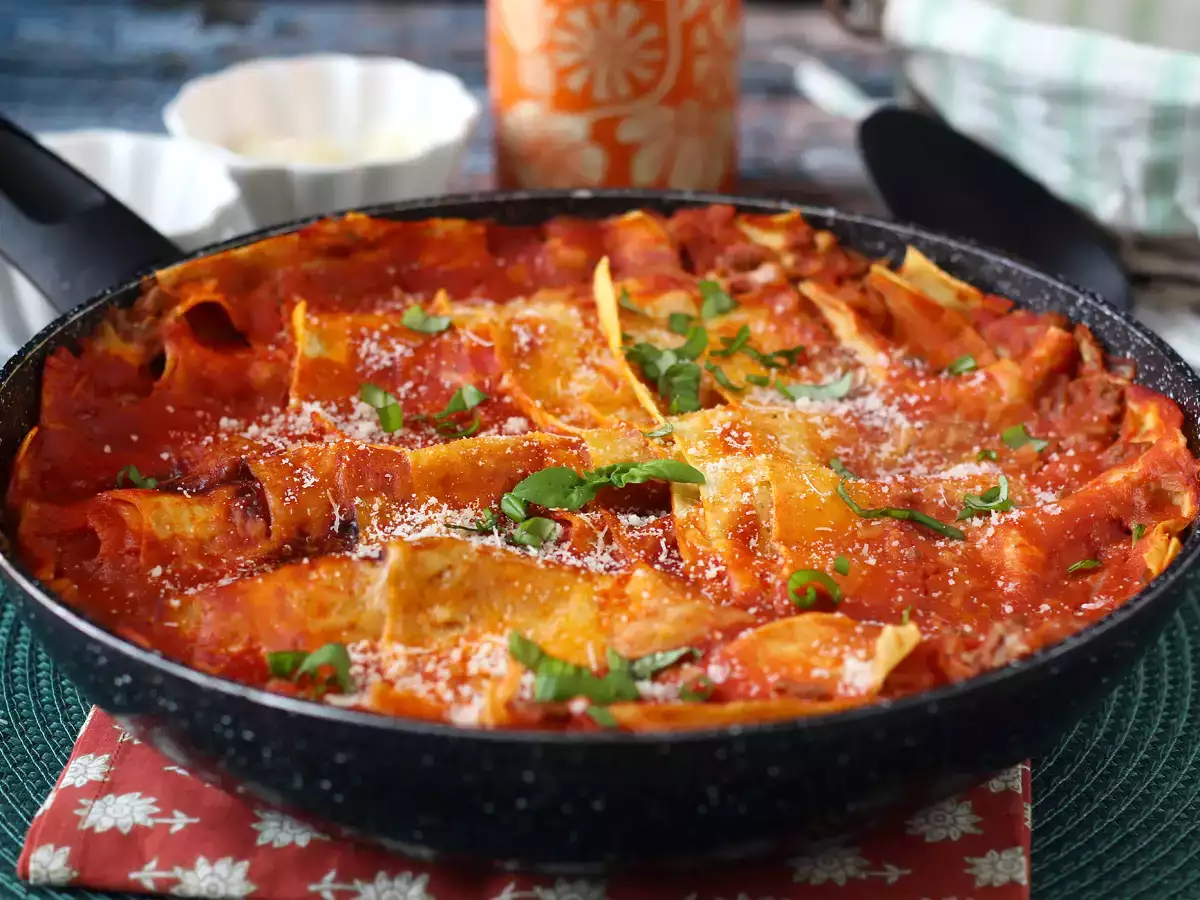 Lasagne med bolognesesås i stekpanna - foto 2