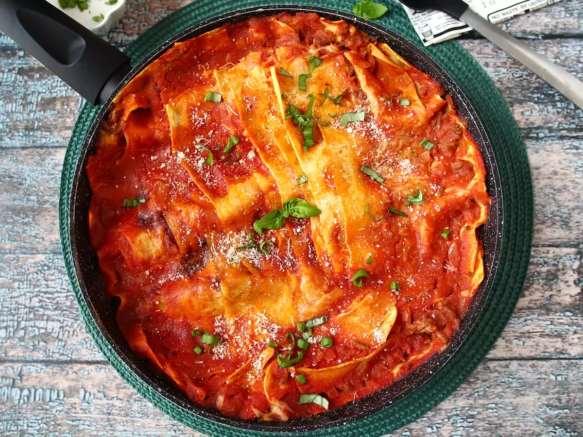 Lasagne med bolognesesås i stekpanna - foto 5