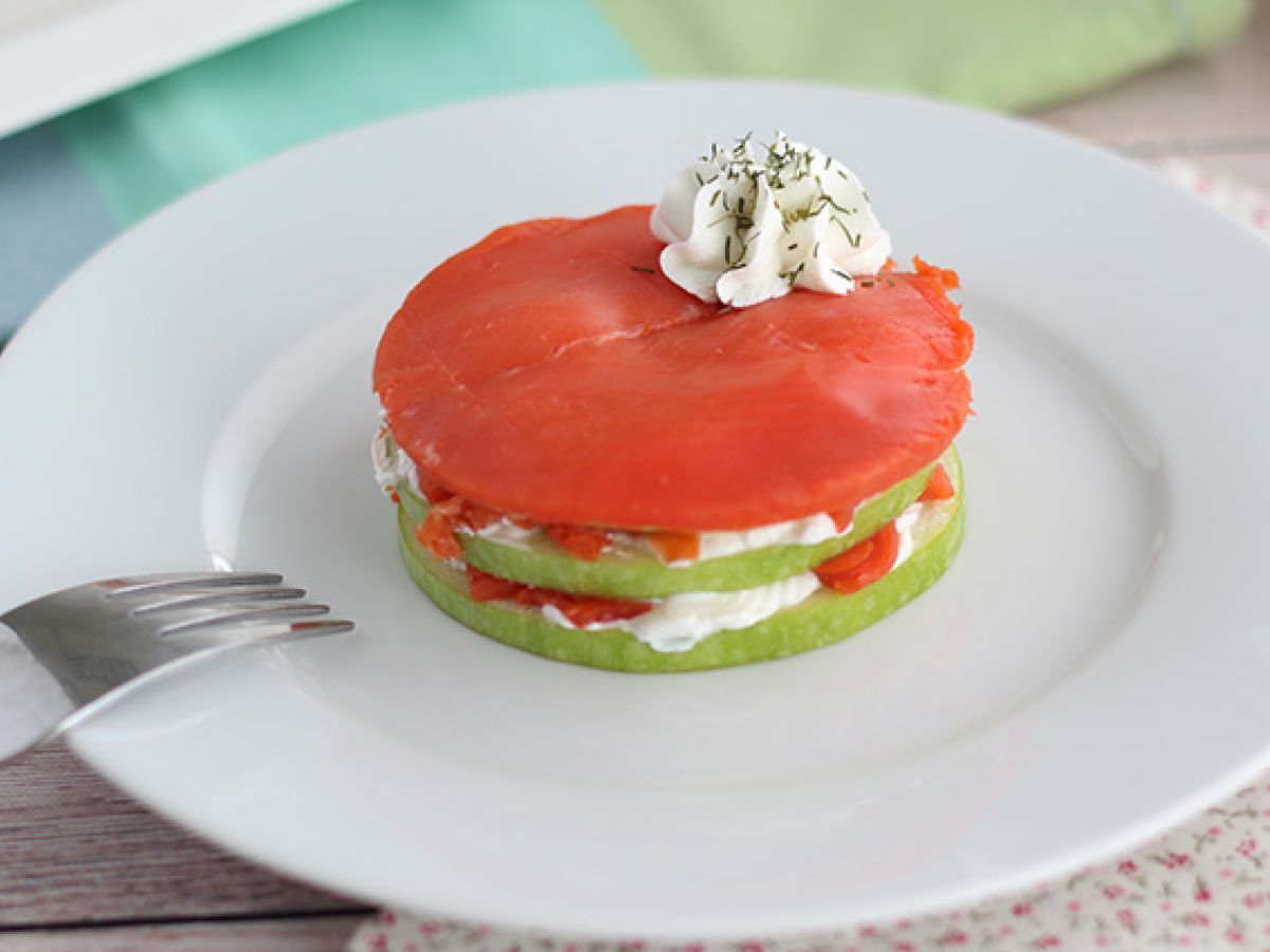 Lax mille feuille med grönt äpple