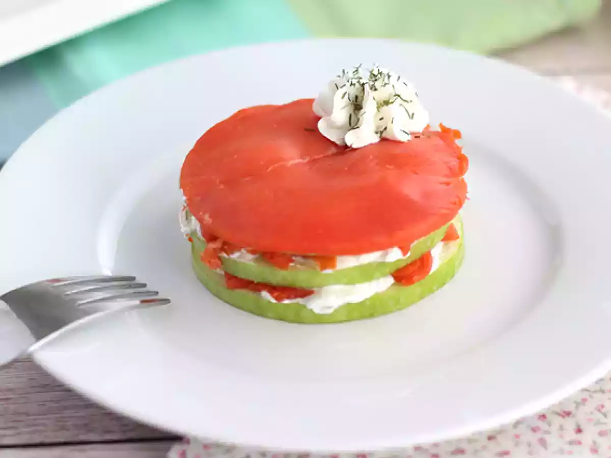 Lax mille feuille med grönt äpple