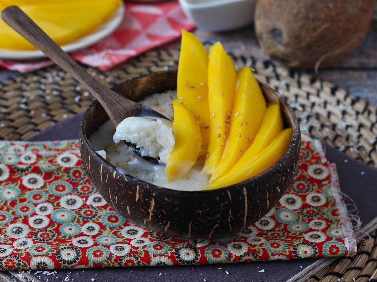 Mango sticky rice, den superbekväma thailändska desserten