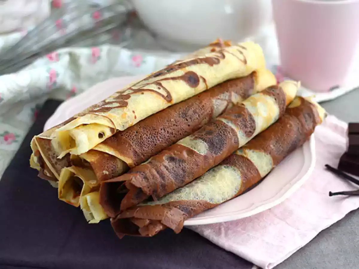 Marmorerade crêpes med vanilj och choklad