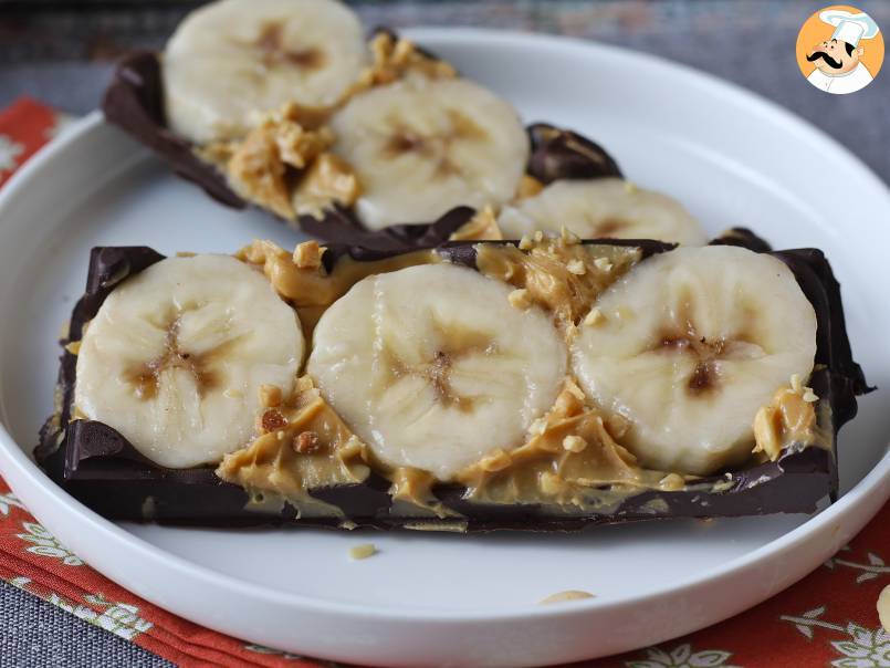 Minibarer med banan, jordnötssmör och choklad, mycket goda utan tillsatt socker
