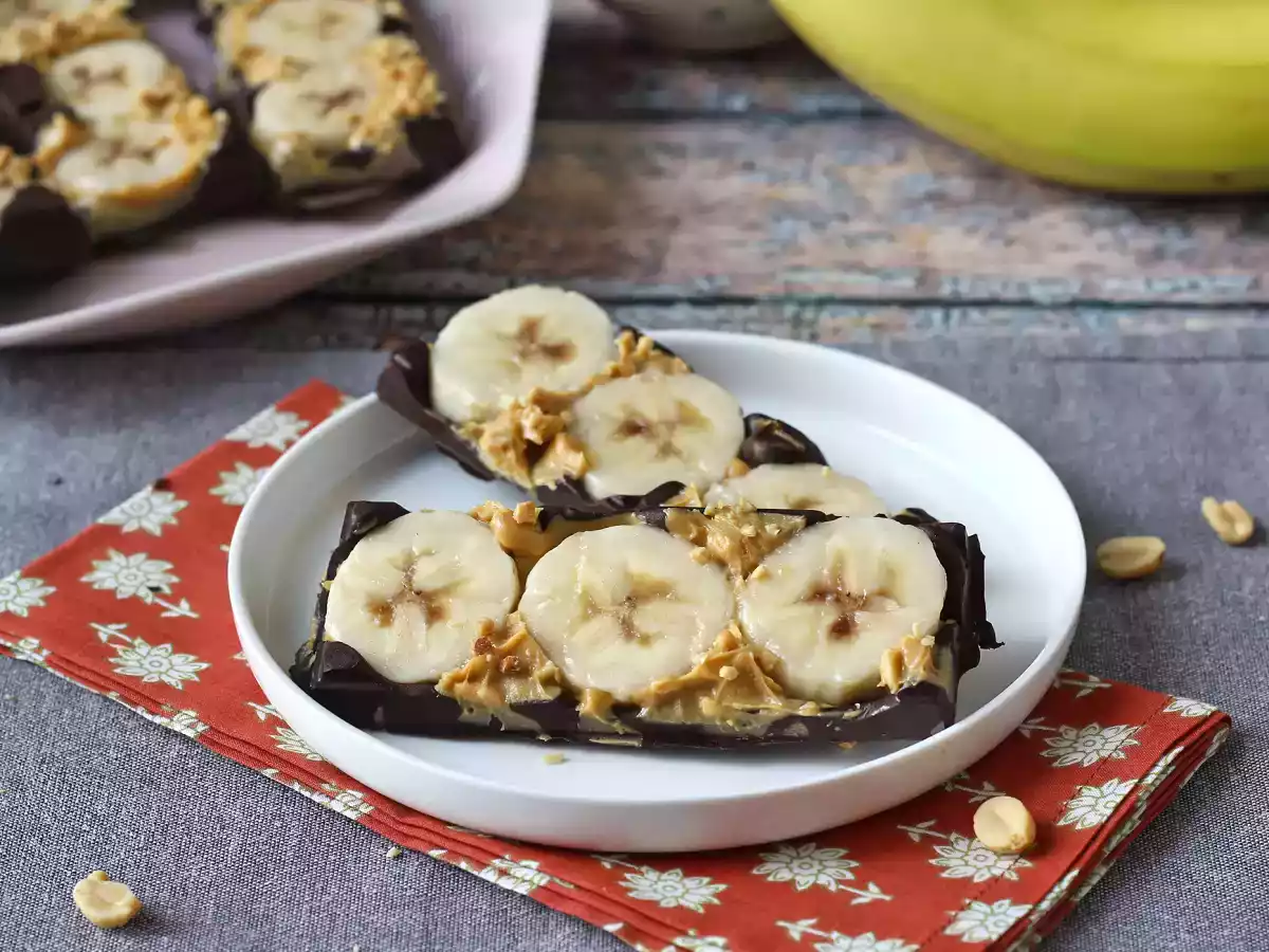 Minibarer med banan, jordnötssmör och choklad, mycket goda utan tillsatt socker - foto 2