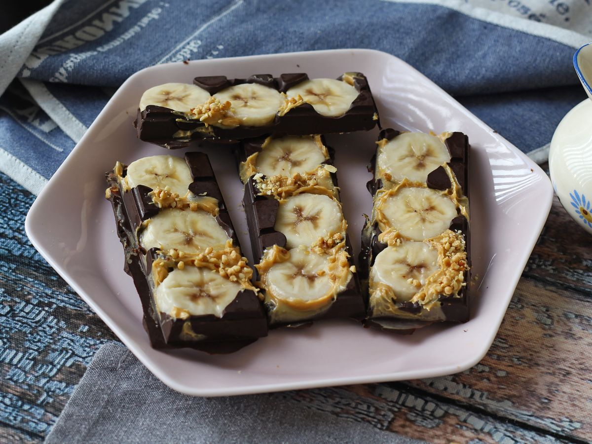 Minibarer med banan, jordnötssmör och choklad, mycket goda utan tillsatt socker - foto 3