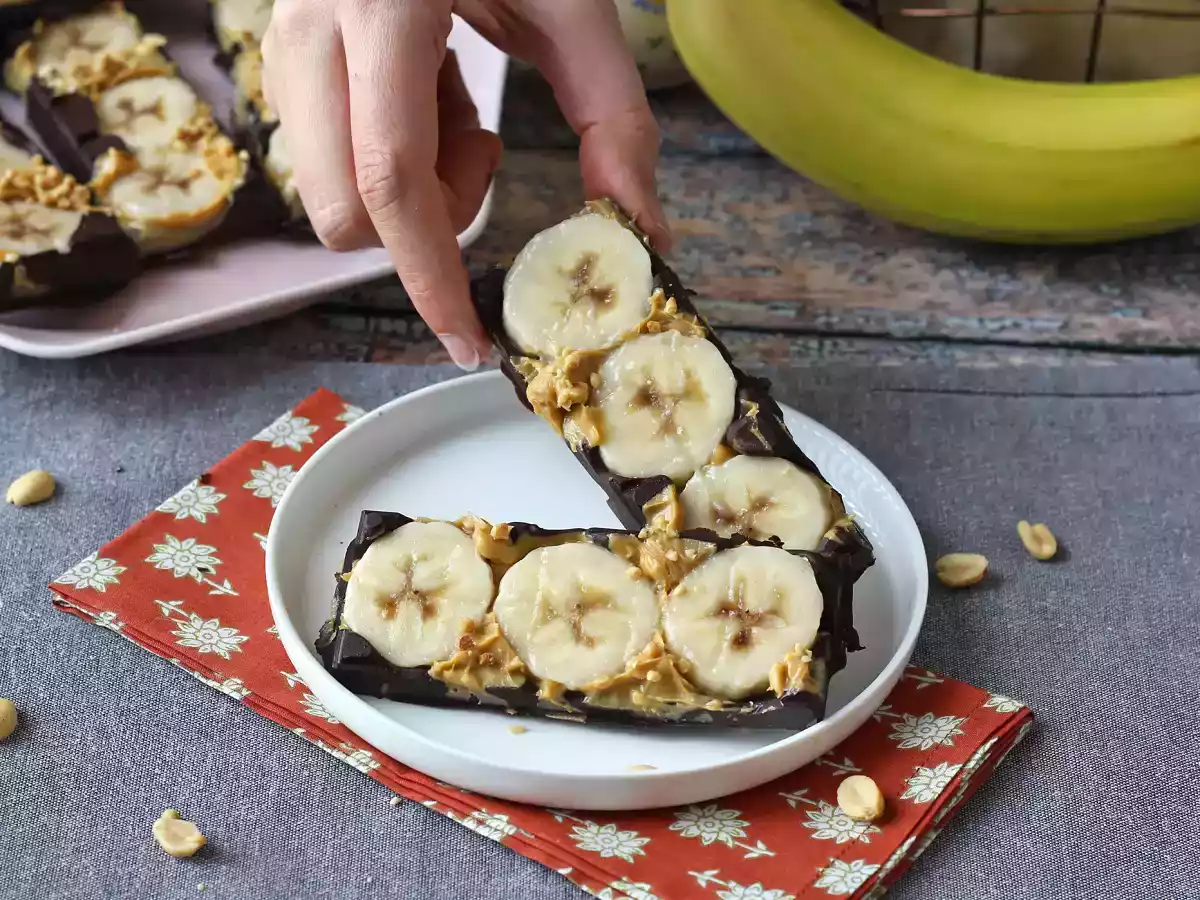 Minibarer med banan, jordnötssmör och choklad, mycket goda utan tillsatt socker - foto 4