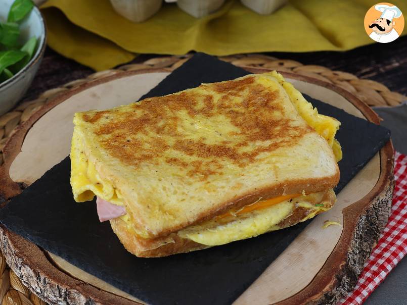 Omelettsmörgås - Fransk toast omelettsmörgås - Äggsmörgås hack - foto 2