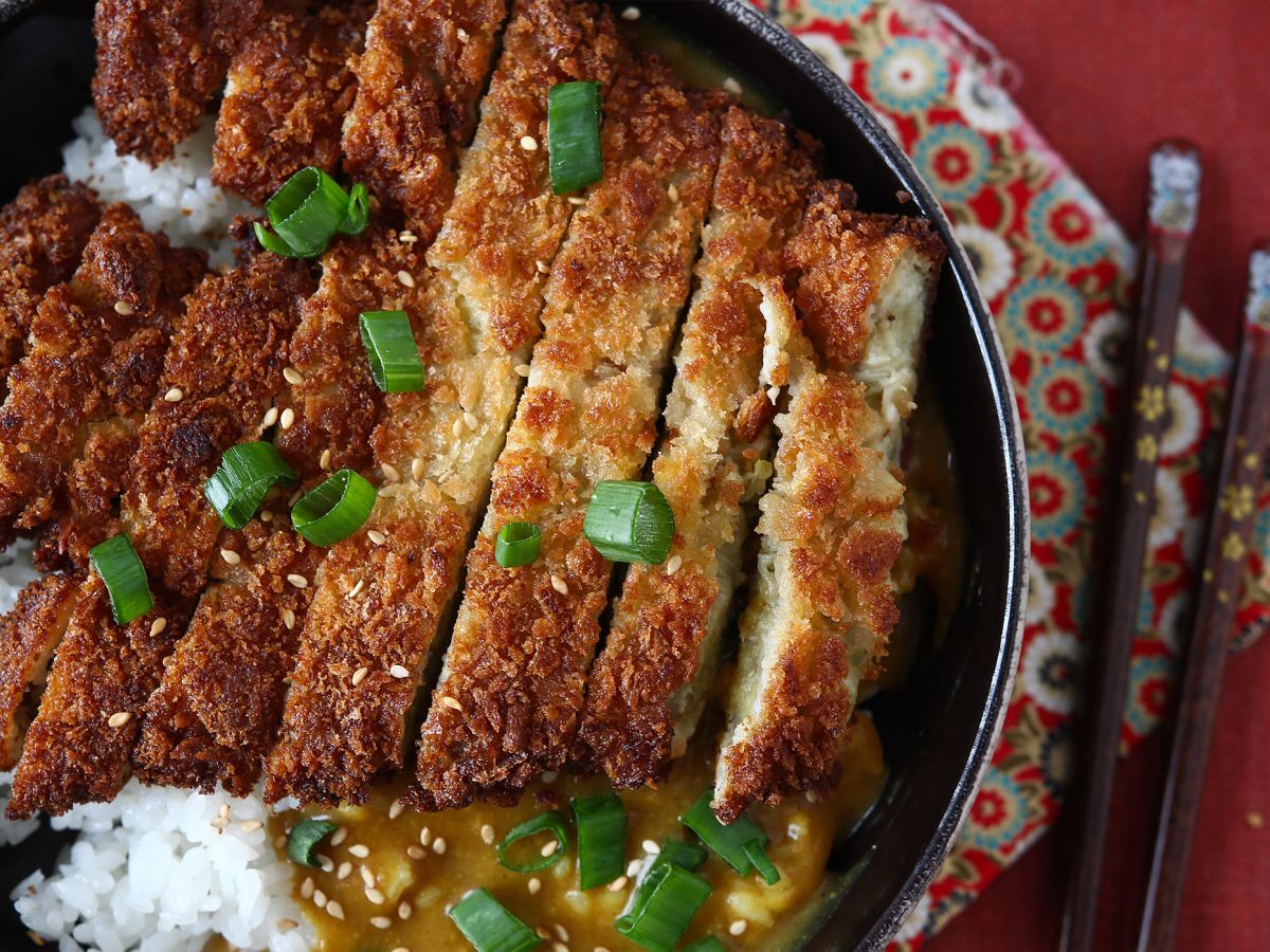 Panerad aubergine med pankoströbröd, katsu-liknande japansk curry men vegetarisk - foto 3
