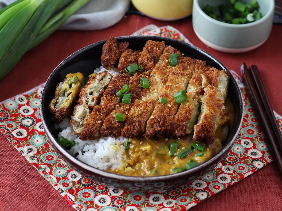 Panerad aubergine med pankoströbröd, katsu-liknande japansk curry men vegetarisk - foto 4